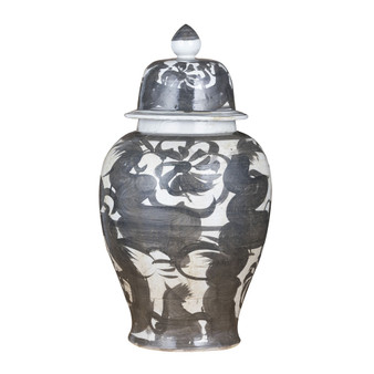 Black Porcelain Silla Flower Temple Jar (1540A)