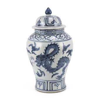 Blue And White Small Porcelain Temple Jar With Draogn (1599G)