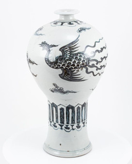 Indigo Blue Tall Phoenix Porcelain Vase (1704A)