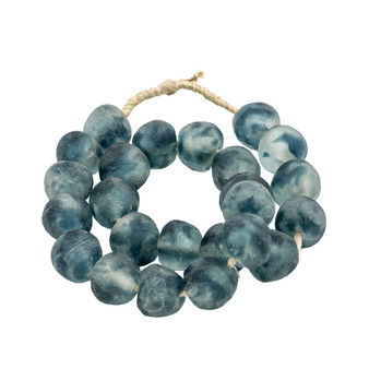 Vintage Sea Glass Beads 1.25 Dia - Frosty Blue (2506L-FB)