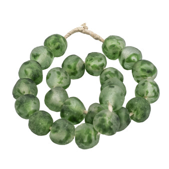 Vintage Sea Glass Beads 1.25 Dia - Frosty Green (2506L-FG)