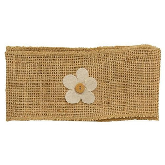 Burlap Button Flower Ribbon G14739 By CWI Gifts
