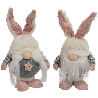 *Mr. & Mrs. Striped Bunny Gnome 2 Asstd. (Pack Of 2) GZOE4014 By CWI Gifts