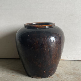 Antique Brownish Black Glaze Large Water Pot (2824)