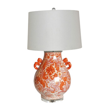 Orange Dragon Deer Head Vase Lamp Acrylic Base (L1831)