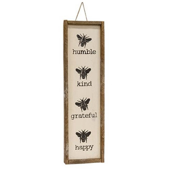 Bee Humble Kind Grateful Happy Vertical Framed Sign G22204 By CWI Gifts