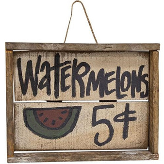Watermelons 5 Cents Rustic Wood Framed Sign G22212
