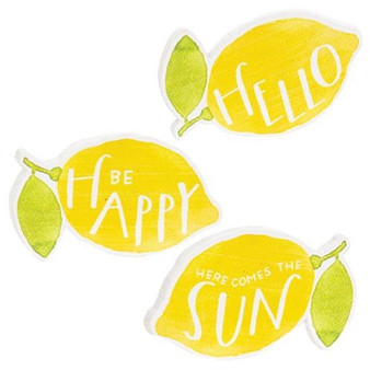 Set Of 3 - Be Happy Lemon Magnets G35761