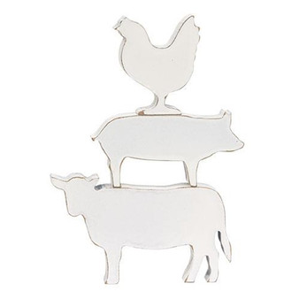 Set Of 3 - Shabby Chick Farm Animal Stacking Sitters G35870