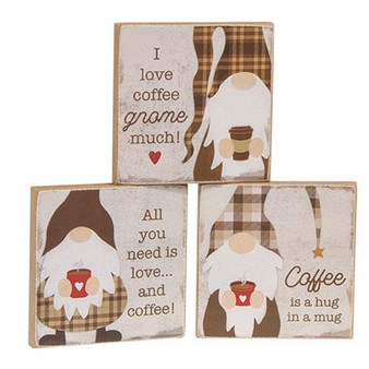 Coffee Gnome Block 3 Asstd. (Pack Of 3) G35923 By CWI Gifts