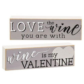 *Wine Is My Valentine Mini Block 2 Asstd. (Pack Of 2) G36112 By CWI Gifts