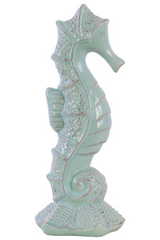 Porcelain Seahorse Figurine On Sea Star Base Gloss Finish Turquoise (Pack Of 4) 12991