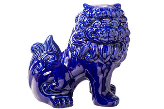 Porcelain Sitting Foo Dog Figurine Gloss Finish Navy Blue (Pack Of 4) 13019