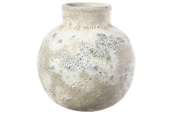 Ceramic Round Bellied Vase With Dark Speckled Design Body Lg Distressed Finish Ivory (Pack Of 6) 19200