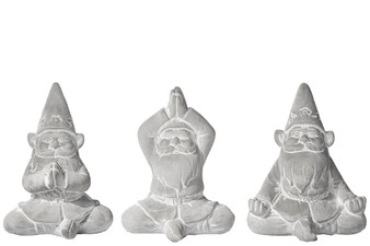 Cement Zen Garden Gnomes Figurine In Different Position Assortment Of Three Concrete Finish Gray (Pack Of 6) 39782-AST