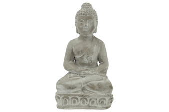 Cement Sitting Buddha Figurine In Dhyana Mudra Meditating Position On Flat Base Natural Finish Gray (Pack Of 4) 41531