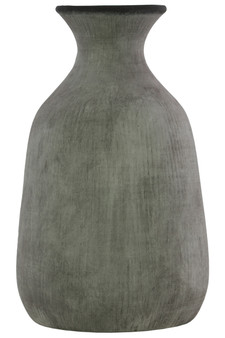 Terracotta Round Flower Vase With Narrow Mouth, And Trumpet And Short Neck Washed Concrete Finish Washed Gray (Pack Of 2) 70956