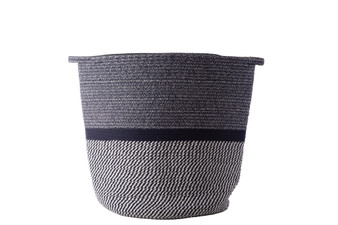 Woven Round Hamper Basket With Side Handles And Color Banded Bottom Design Rugged Finish Gray (Pack Of 14) X00248W52N