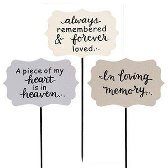 In Loving Memory Plant Stake 3 Asstd. (Pack Of 3) G36700 By CWI Gifts