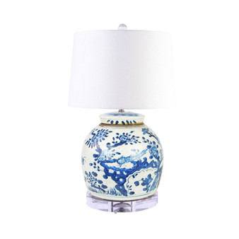 Lamp Vintage Ming Jar Plum Lily Pad Acrylic Base (L1217C-L)