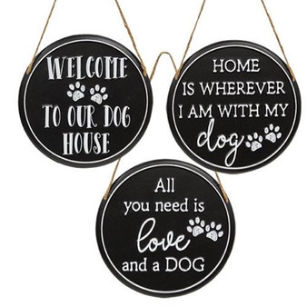 Embossed Round Metal Dog Sign 3 Asstd. (Pack Of 3) G2625790
