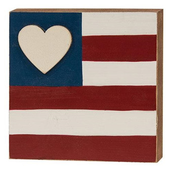 Heart Flag Square Block G35834 By CWI Gifts