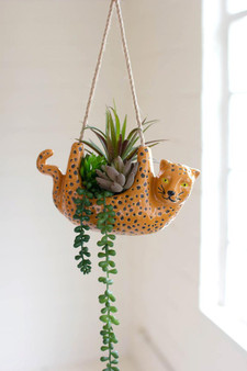 Cermaic Cheetah Hanging Planter (CDV2174)