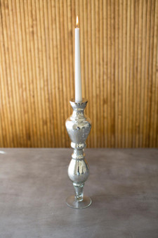 Silver Glass Taper Candle Holder 14.5In (NBAN1004)