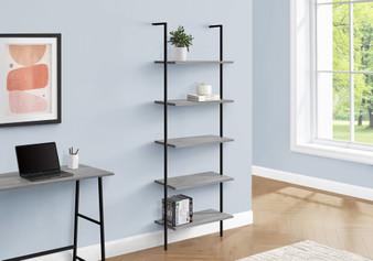 Bookcase - 72"H Ladder Grey - Black Metal (I 3681)