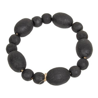 Black Distressed Wood Oval Bead Candle Ring G36120