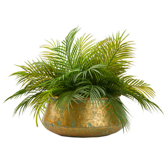 Hawaiian Palm Fronds In Round Metal Planter (212097)