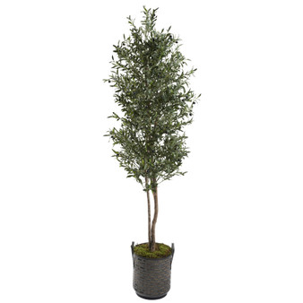 7' Olive Tree In Round Metal Planter (321256)