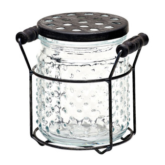 Glass Jar With Lid And Carrier (CT2145)