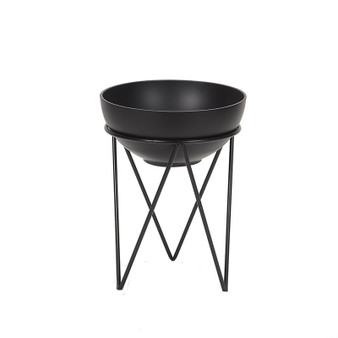 Small Black Bowl In Metal Stand (CT2579)