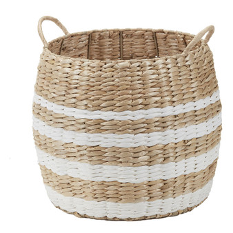 Large Tan/White Basket With Handles (CT2684)
