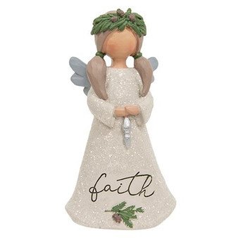 Faith Winter Greenery Resin Angel G13432 By CWI Gifts