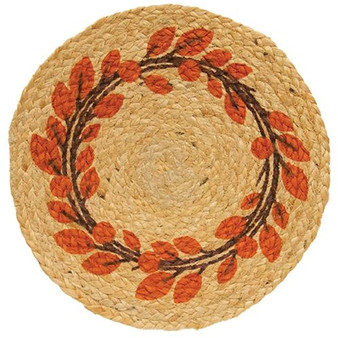 Fall Leaves Wreath Jute Table Mat G60654 By CWI Gifts
