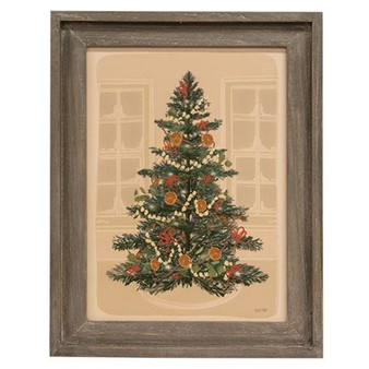 *Christmas Tree Gray Wood Framed Sign G65275 By CWI Gifts