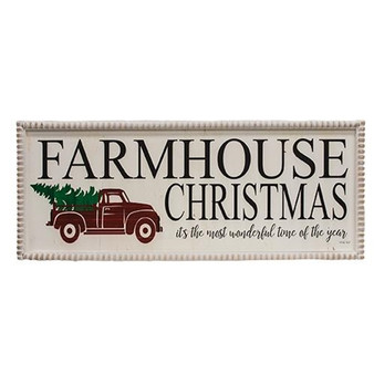 Farmhouse Christmas Truck Beaded Wood Sign G65287