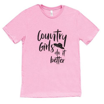 *Country Girls Do It Better T-Shirt Heather Bubble Gum Medium GL125M By CWI Gifts