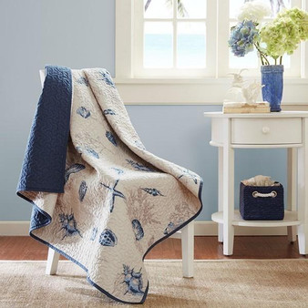 100% Polyester Microfiber Printed Oversized Quilted Throw - Blue MP50-1970