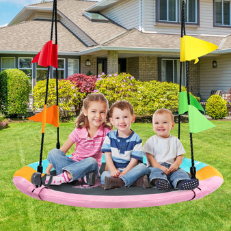 40 Inch Flying Saucer Tree Swing With Hanging Straps Monkey-Pink (NP10154)