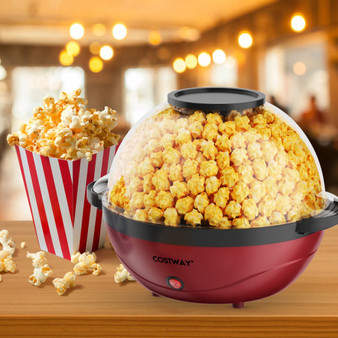 6Qt Stirring Popcorn Popper Maker With Nonstick Plate-Red (FP10060US-RE)