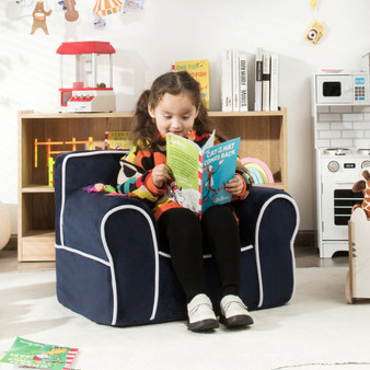 Upholstered Kids Sofa With Velvet Fabric And High Quality Sponge-Navy (HV10047NY)