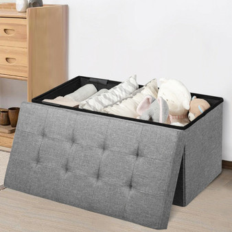 31.5 Inch Fabric Foldable Storage With Removable Storage Bin-Light Gray (LiveHW65882SL)