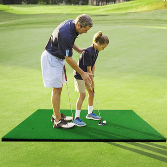 5 X 3 Feet Standard Real Feel Golf Practice Hitting Mat With Synthetic Turf And 3 Tees (SP37806)