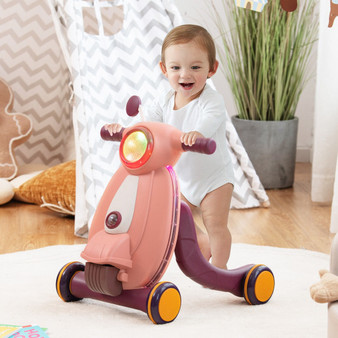 2 In 1 Baby Sit To Stand Learning Walker With Lights And Sounds-Pink (BC10068PI)