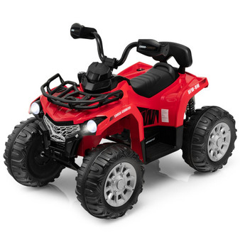 12V Kids Ride On Atv 4 Wheeler With Mp3 And Headlights-Red (TQ10077US-RE)