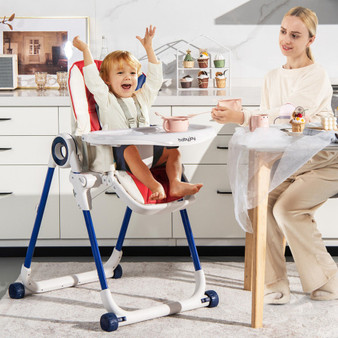 Baby High Chair Foldable Feeding Chair With 4 Lockable Wheels-Color (AD10011CL)