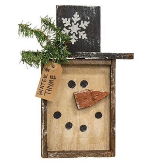 Rustic Wood "Winter Thyme" Snowman Frame G22408 By CWI Gifts